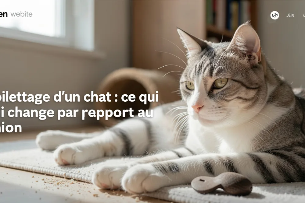 Chat au poil court brossé doucement sur une table, illustration éditoriale générique